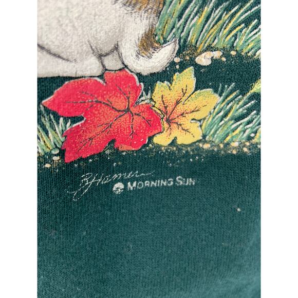 Morning Sun Green Crewneck Sweater No Vacancy Kittens Print Multicolor Size L - Picture 3 of 7